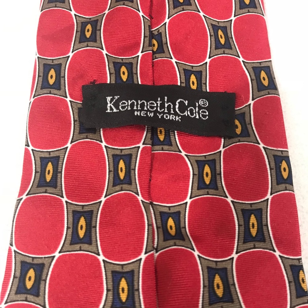 Kenneth Cole Red Necktie Geometric